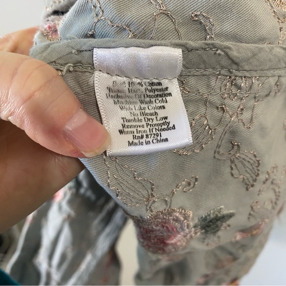 Johnny Was Cotton Embroidered Duster Long Jacket Floral Butterfly Medium - Picture 9 of 9